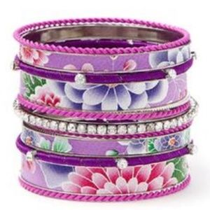 CARA COUTURE Purple Flower 13 Piece Bangle Set